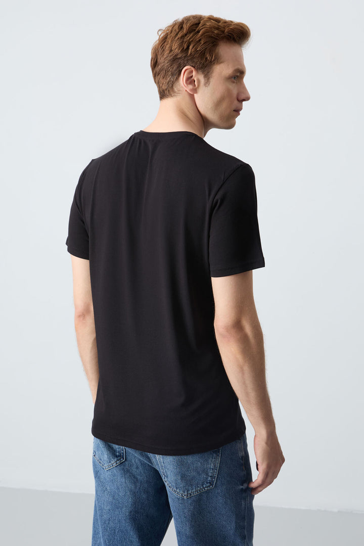 TMY Black Men's Basic Short Sleeve Standard Fit Crew Neck T-shirt - 87911 - Tepatitlán de Morelos