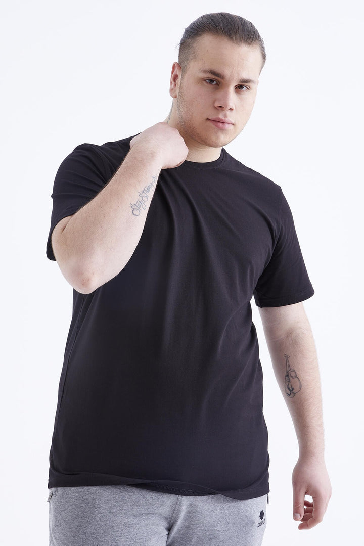 TMY Black Basic Short Sleeve O Neck Plus Size Men's T-Shirt - 88072 - Baldwin Park