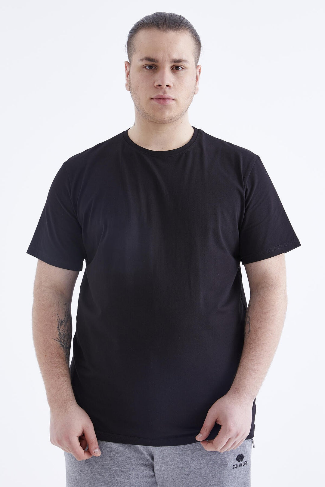 TMY Black Basic Short Sleeve O Neck Plus Size Men's T-Shirt - 88072 - Baldwin Park