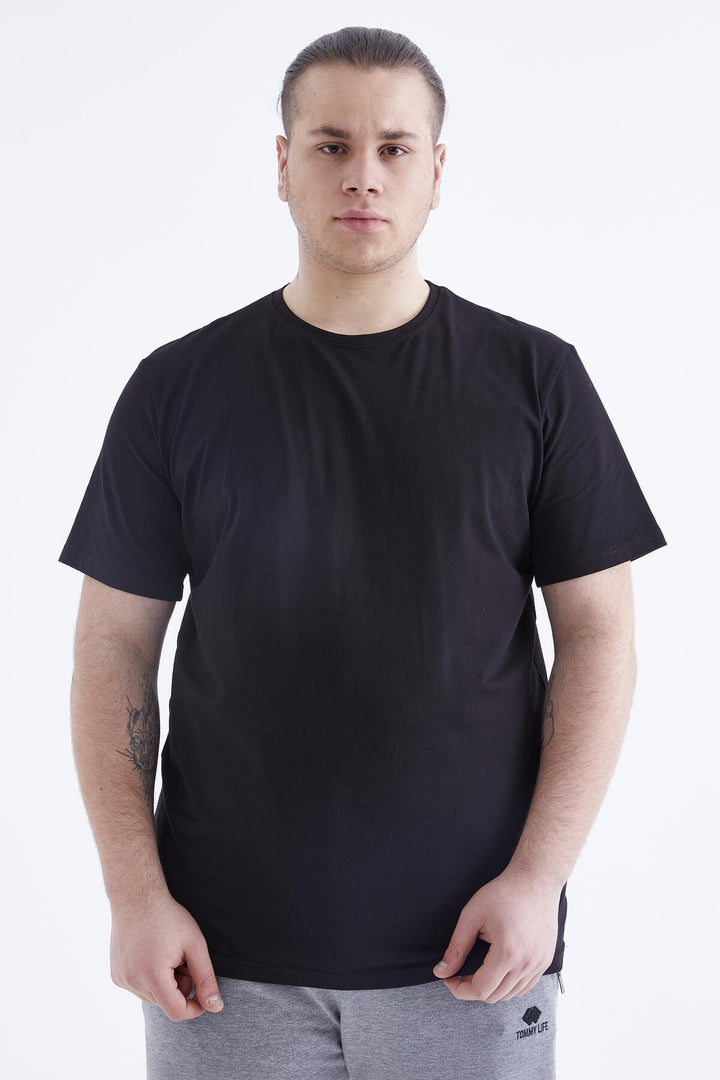 TMY Black Basic Short Sleeve O Neck Plus Size Men's T-Shirt - 88072 - Baldwin Park