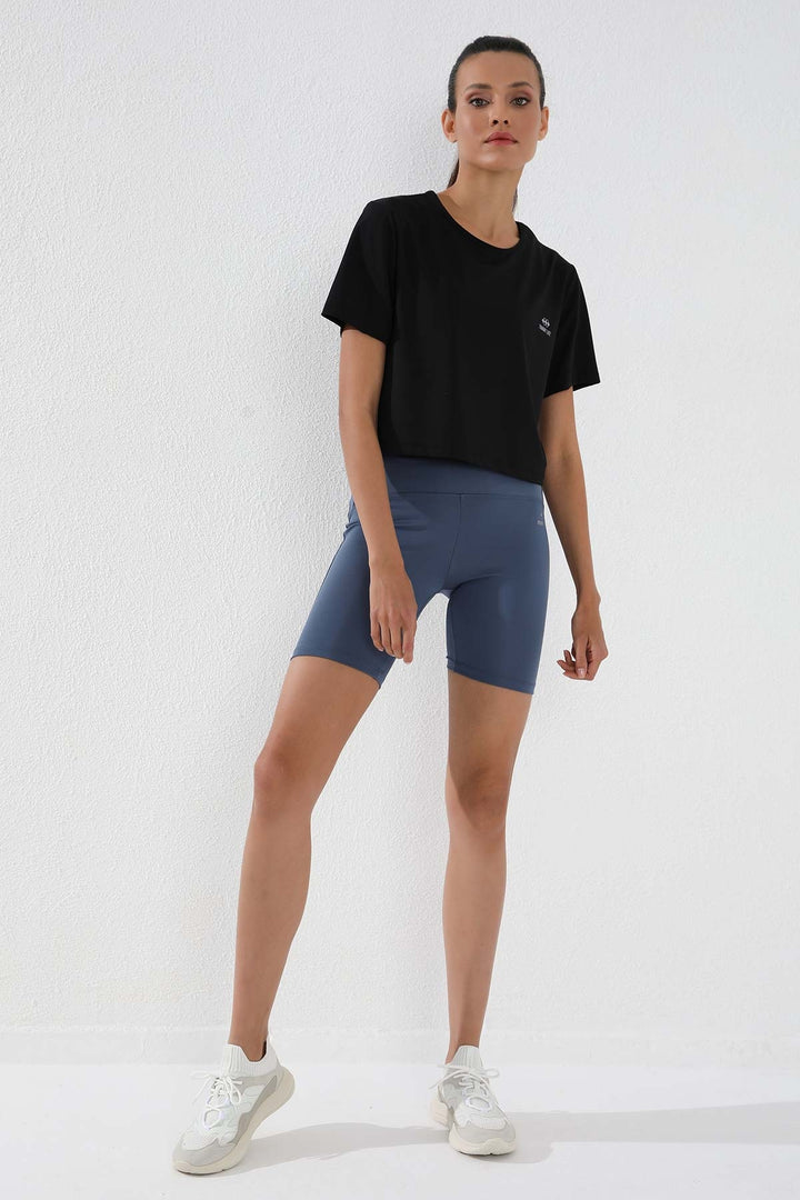TMY Black Basic Short Sleeve Standard Fit O Neck Women's Crop Top T-Shirt - 97143 - Wolverhampton