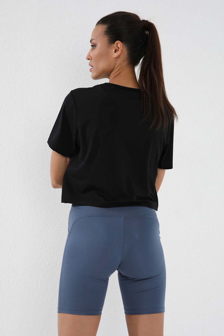 TMY Black Basic Short Sleeve Standard Fit O Neck Women's Crop Top T-Shirt - 97143 - Wolverhampton