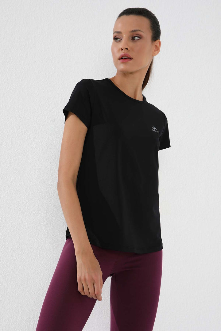 TMY Black Basic Short Sleeve Standard Mold O Neck Women's T-Shirt - 97144 - La Línea de la Concepción
