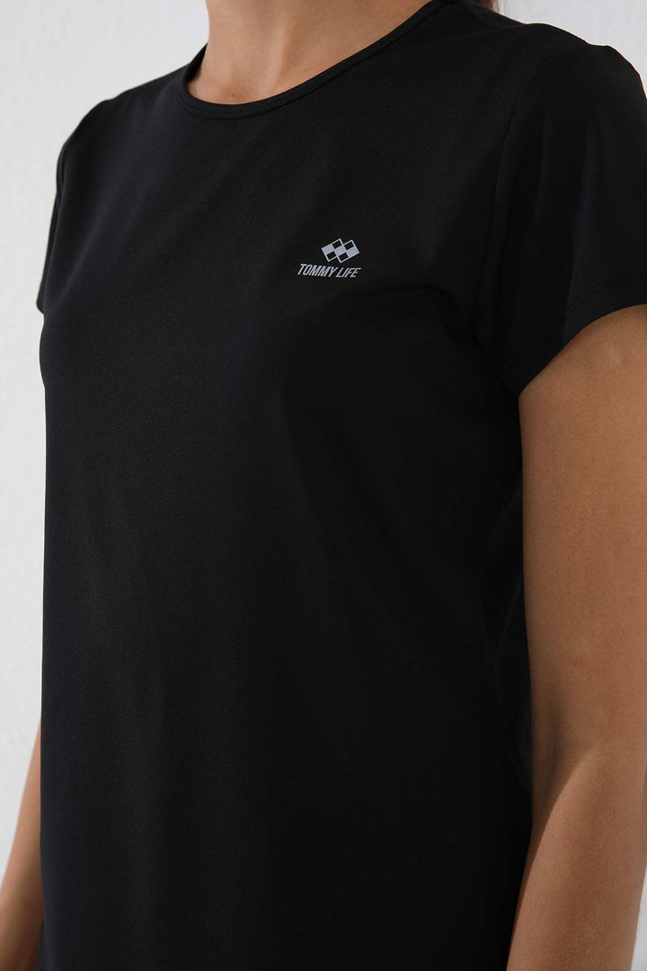 TMY Black Basic Short Sleeve Standard Mold O Neck Women's T-Shirt - 97144 - La Línea de la Concepción