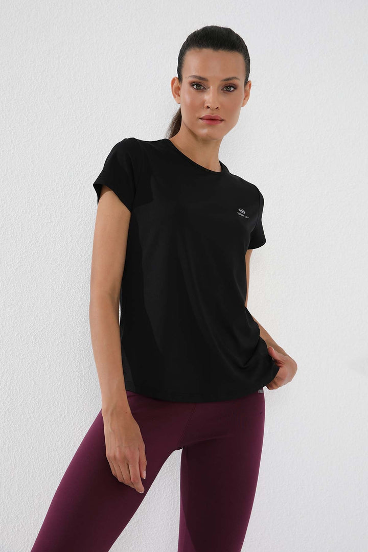TMY Black Basic Short Sleeve Standard Mold O Neck Women's T-Shirt - 97144 - La Línea de la Concepción