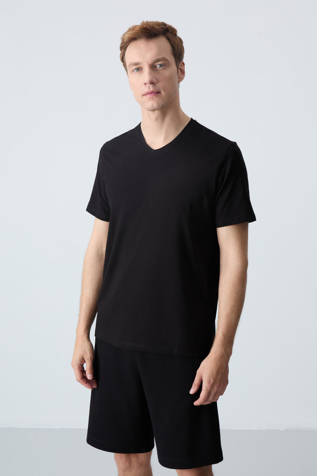 TMY Black Basic Short Sleeve Standard Fit V-Neck Men's T-Shirt - 87912 - Mount Vernon