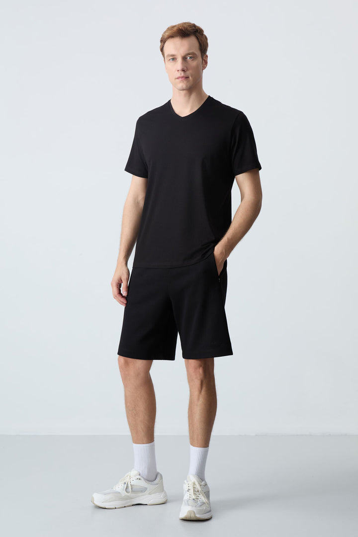 TMY Black Basic Short Sleeve Standard Fit V-Neck Men's T-Shirt - 87912 - Mount Vernon