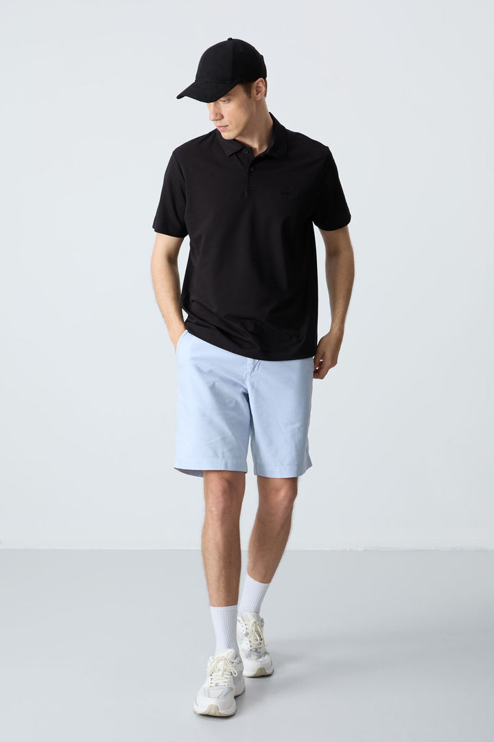 TMY Black Basic Logo Standard Mold Men's T-Shirt with Polo Collar - 87748 - Lage