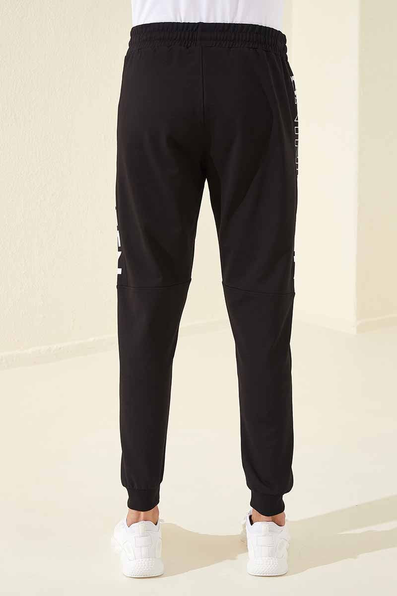 TMY Black - White Printed Pocketed Standard Mold Jogger Men's Sweatpants - 84707 - North Richland Hills