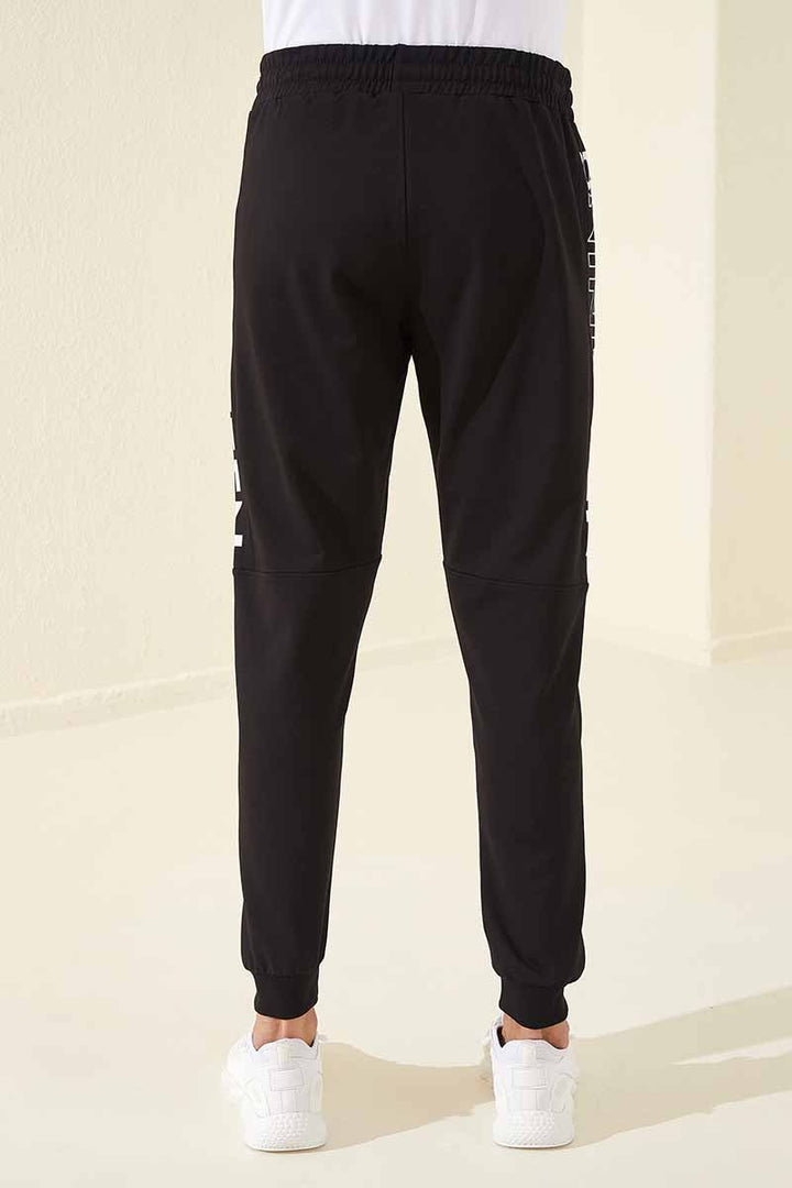 TMY Black - White Printed Pocketed Standard Mold Jogger Men's Sweatpants - 84707 - North Richland Hills