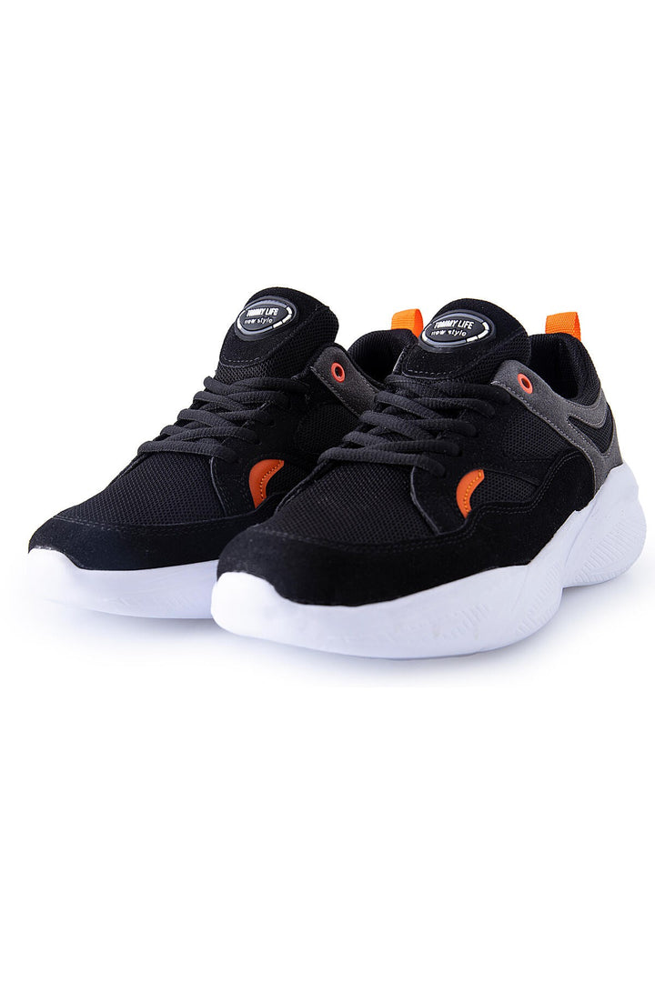 TMY Black Two-Tone Lace-Up High Sole Men's Sneakers - 89097 - Nola