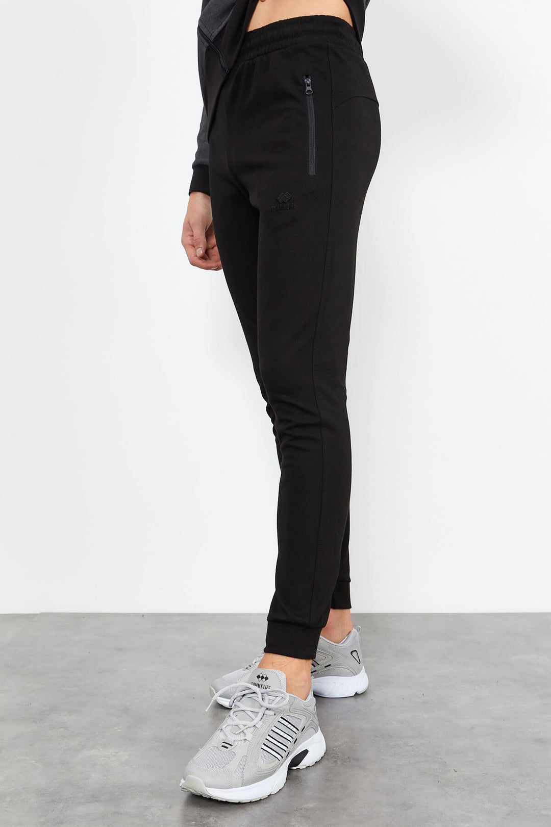 TMY Black High Neck Two-Tone Standard Mold Cuffed Men's Tracksuit - 85142 - Foligno