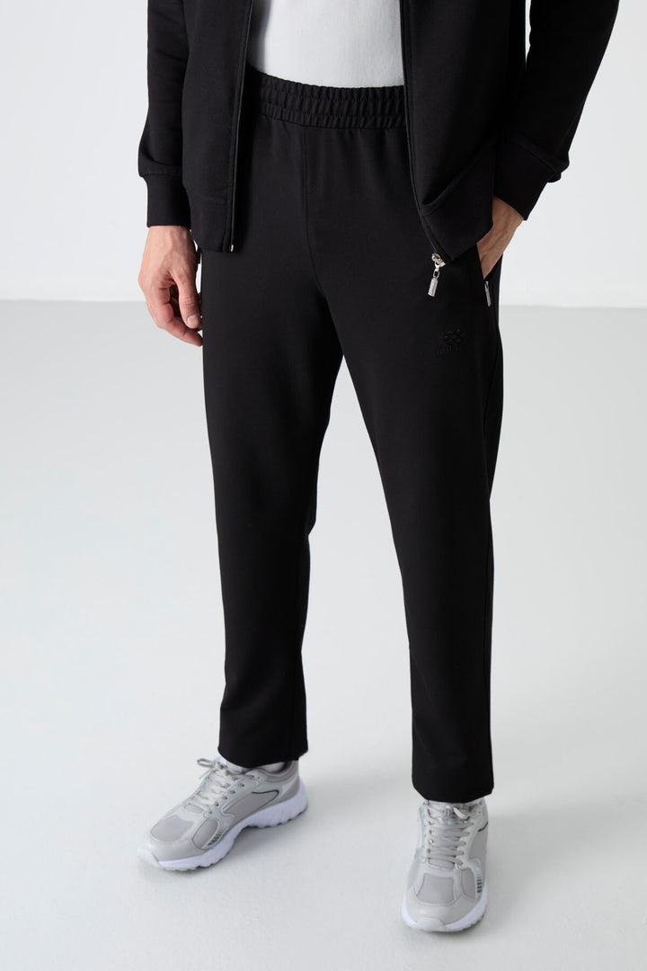 TMY Black High Neck Zippered Comfort Fit Classic Cuff Men's Tracksuit - 85072 - Meriden