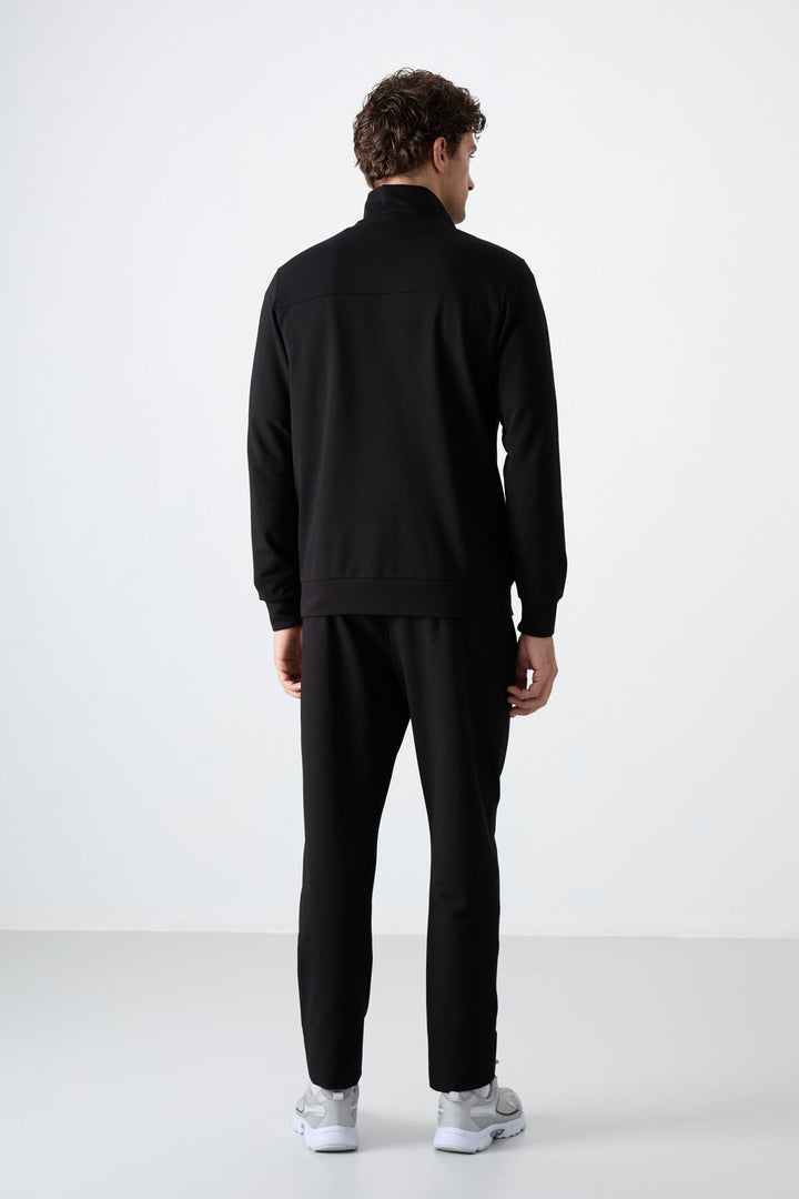 TMY Black High Neck Zippered Comfort Fit Classic Cuff Men's Tracksuit - 85072 - Meriden
