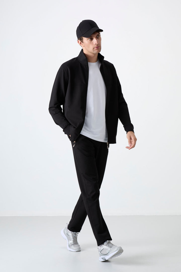TMY Black High Neck Zippered Comfort Fit Classic Cuff Men's Tracksuit - 85072 - Meriden