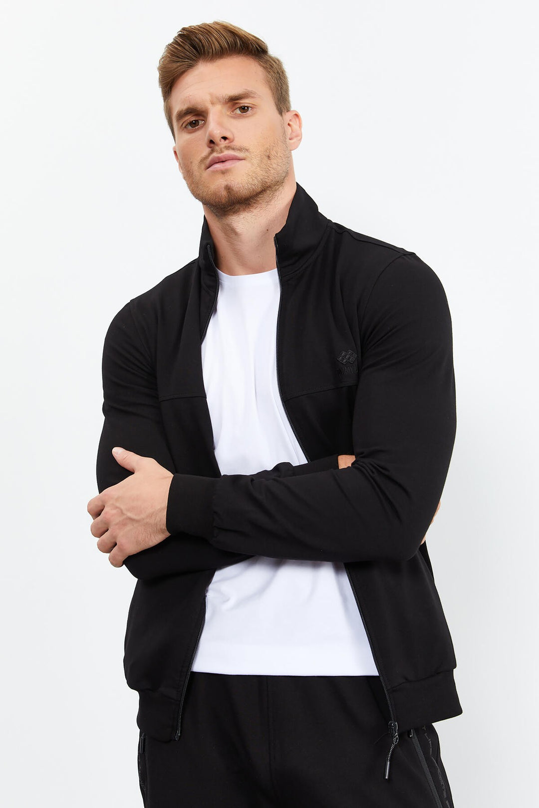 TMY Black High Neck Zippered Standard Fit Classic Cuff Men's Tracksuit - 85152 - Dunwoody