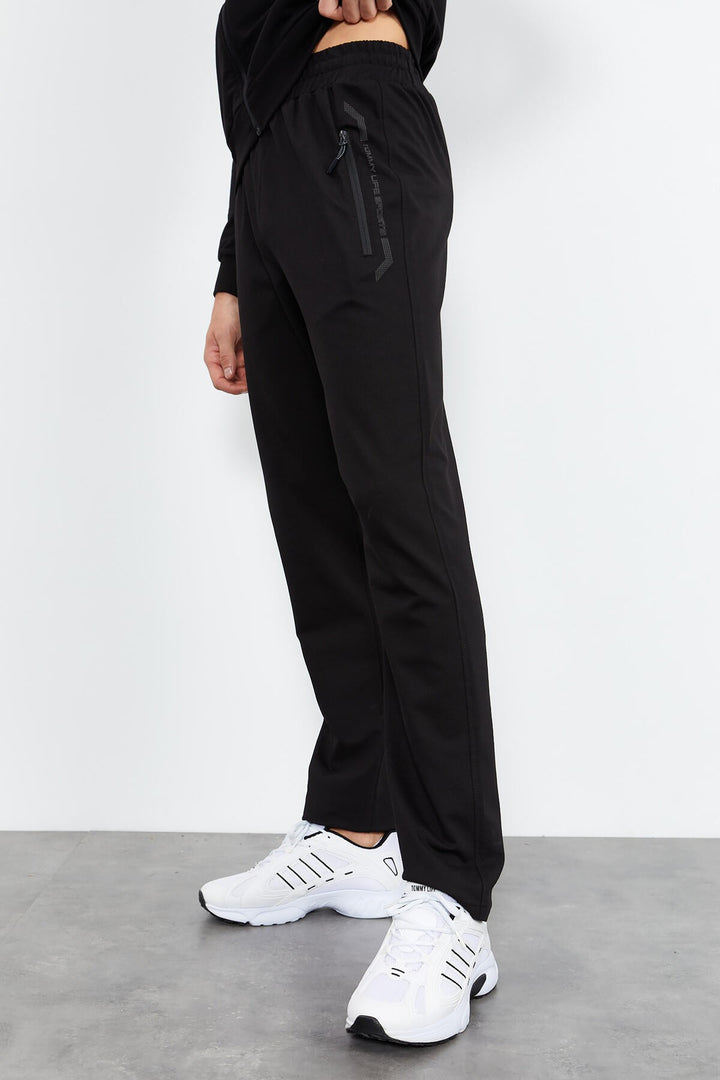 TMY Black High Neck Zippered Standard Fit Classic Cuff Men's Tracksuit - 85152 - Dunwoody