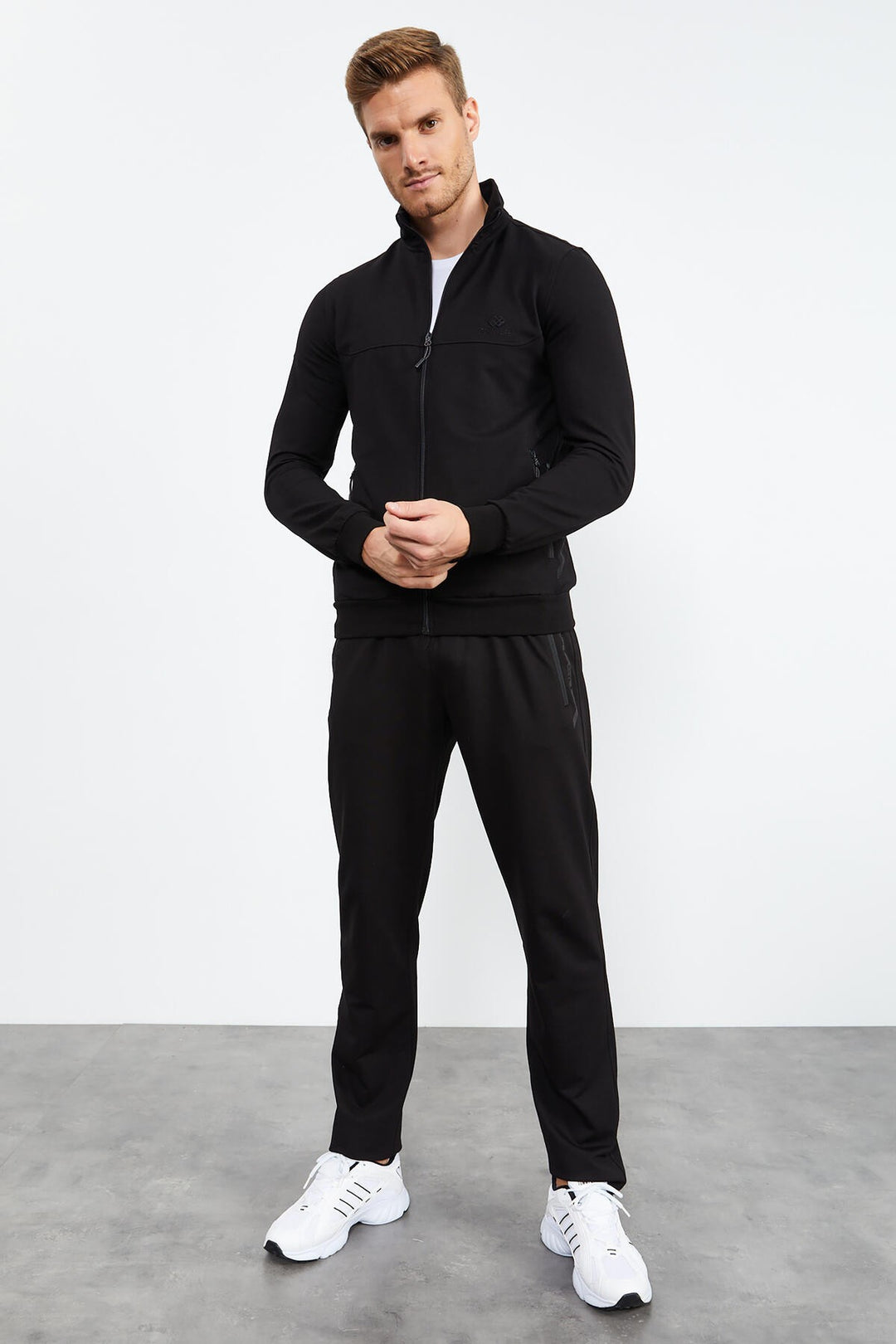 TMY Black High Neck Zippered Standard Fit Classic Cuff Men's Tracksuit - 85152 - Dunwoody