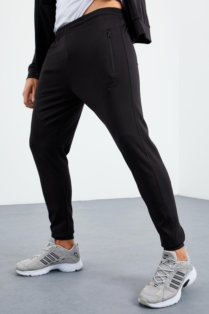 TMY Black High Neck Zippered Standard Fit Cuffed Men's Tracksuit - 85160 - Miramar