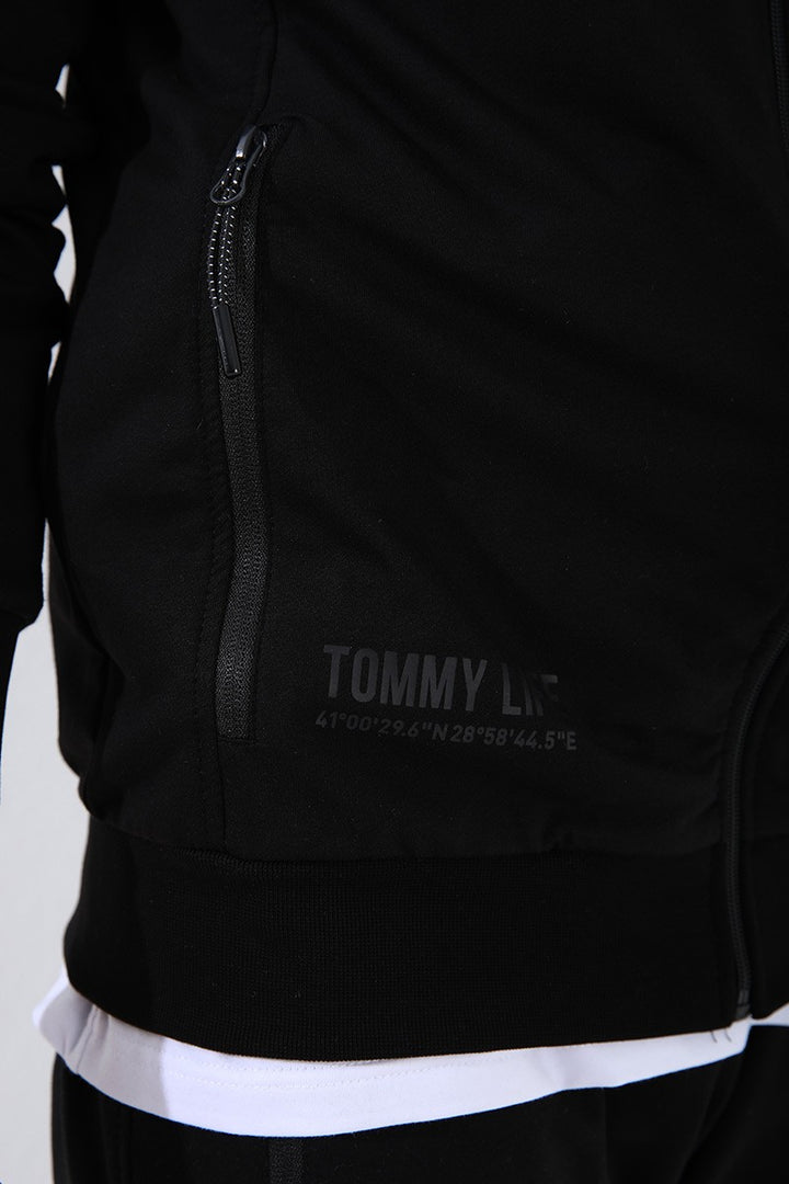 TMY Black High Neck Printed Sweat Suit with Standard Pattern Cuffs for Men - 85149 - Maravatío de Ocampo