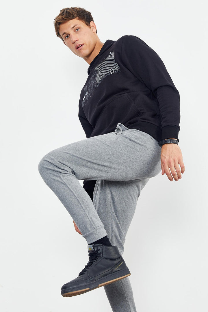 TMY Black Air Printed Hooded Comfort Fit Men's Sweatshirt - 88009 - Mandurah