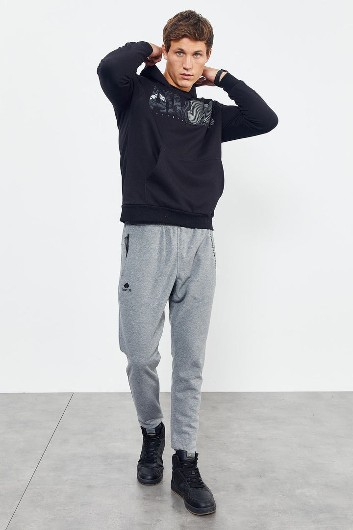 TMY Black Air Printed Hooded Comfort Fit Men's Sweatshirt - 88009 - Mandurah