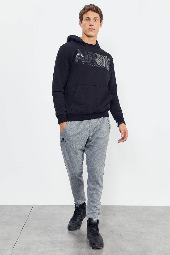 TMY Black Air Printed Hooded Comfort Fit Men's Sweatshirt - 88009 - Mandurah