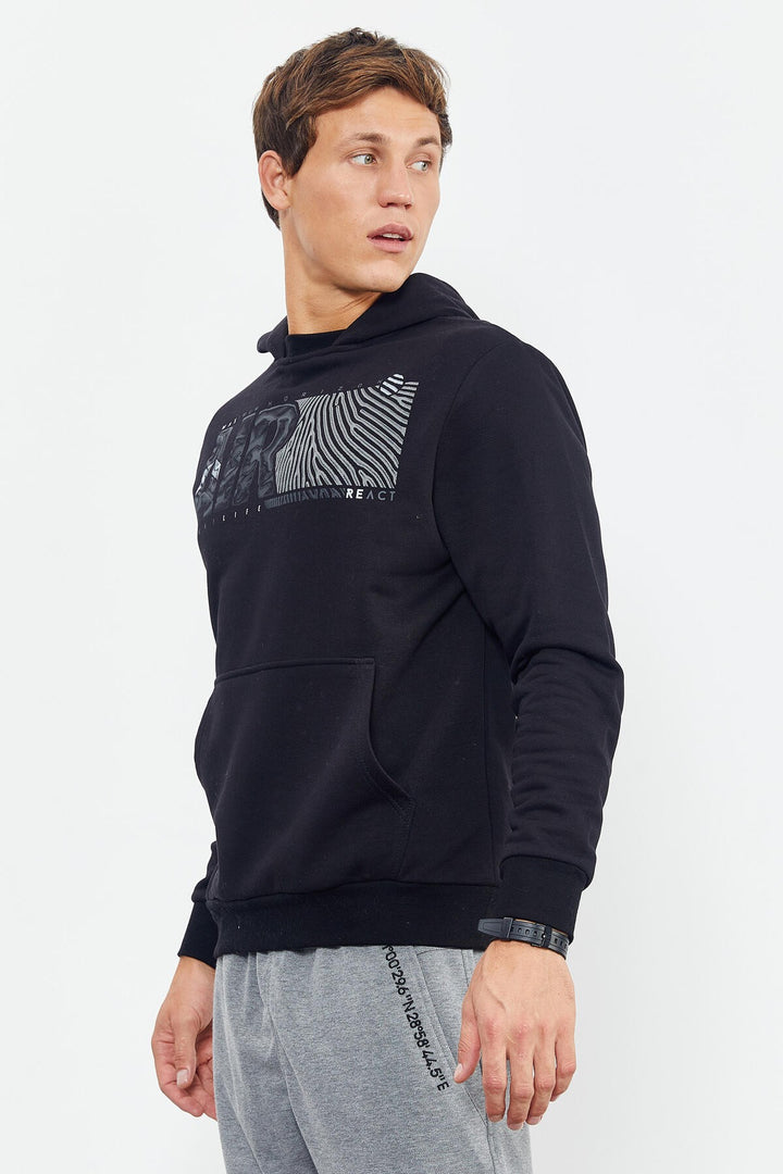 TMY Black Air Printed Hooded Comfort Fit Men's Sweatshirt - 88009 - Mandurah