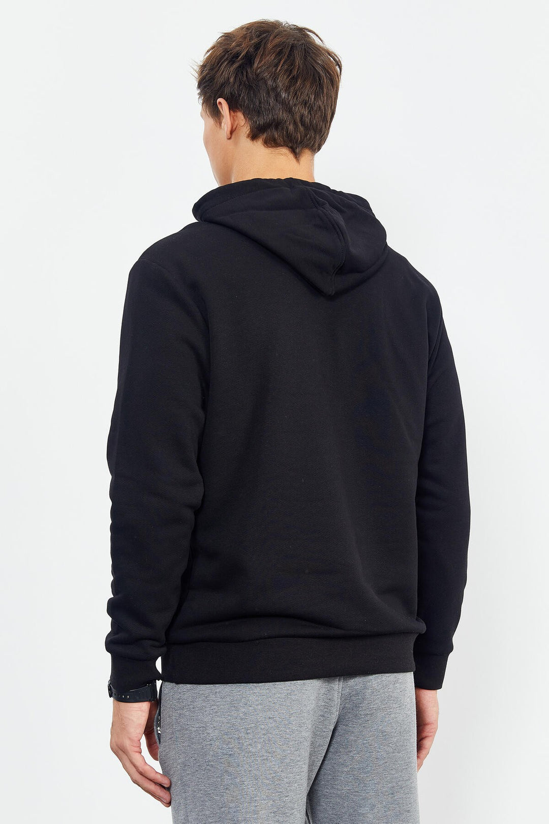 TMY Black Printed Hooded Kangaroo Pocket Comfortable Fit Men's Sweatshirt - 88019 - Levittown