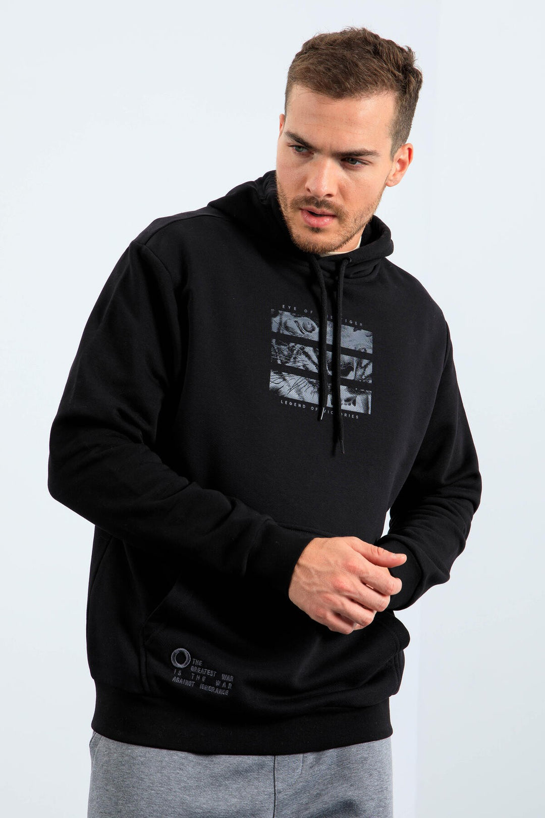 TMY Black Panther Printed Hooded Comfort Fit Men's Sweatshirt - 88036 - Aubagne
