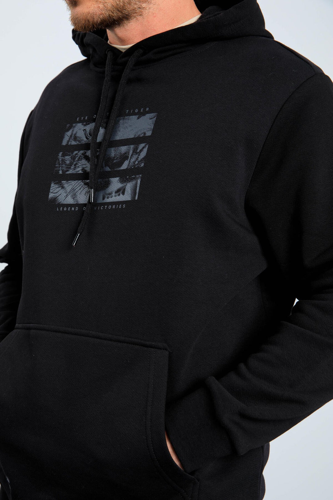 TMY Black Panther Printed Hooded Comfort Fit Men's Sweatshirt - 88036 - Aubagne