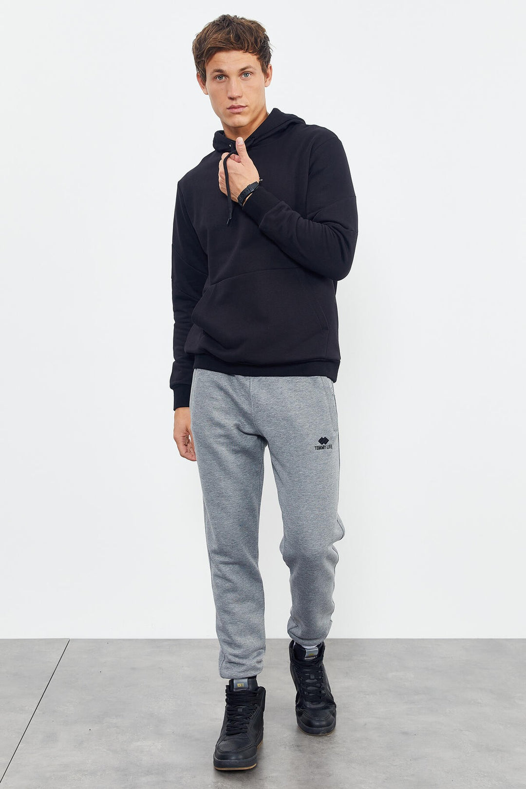 TMY Black Dry Skull Back Printed Hooded Comfort Fit Men's Sweatshirt - 88008 - Tamarac