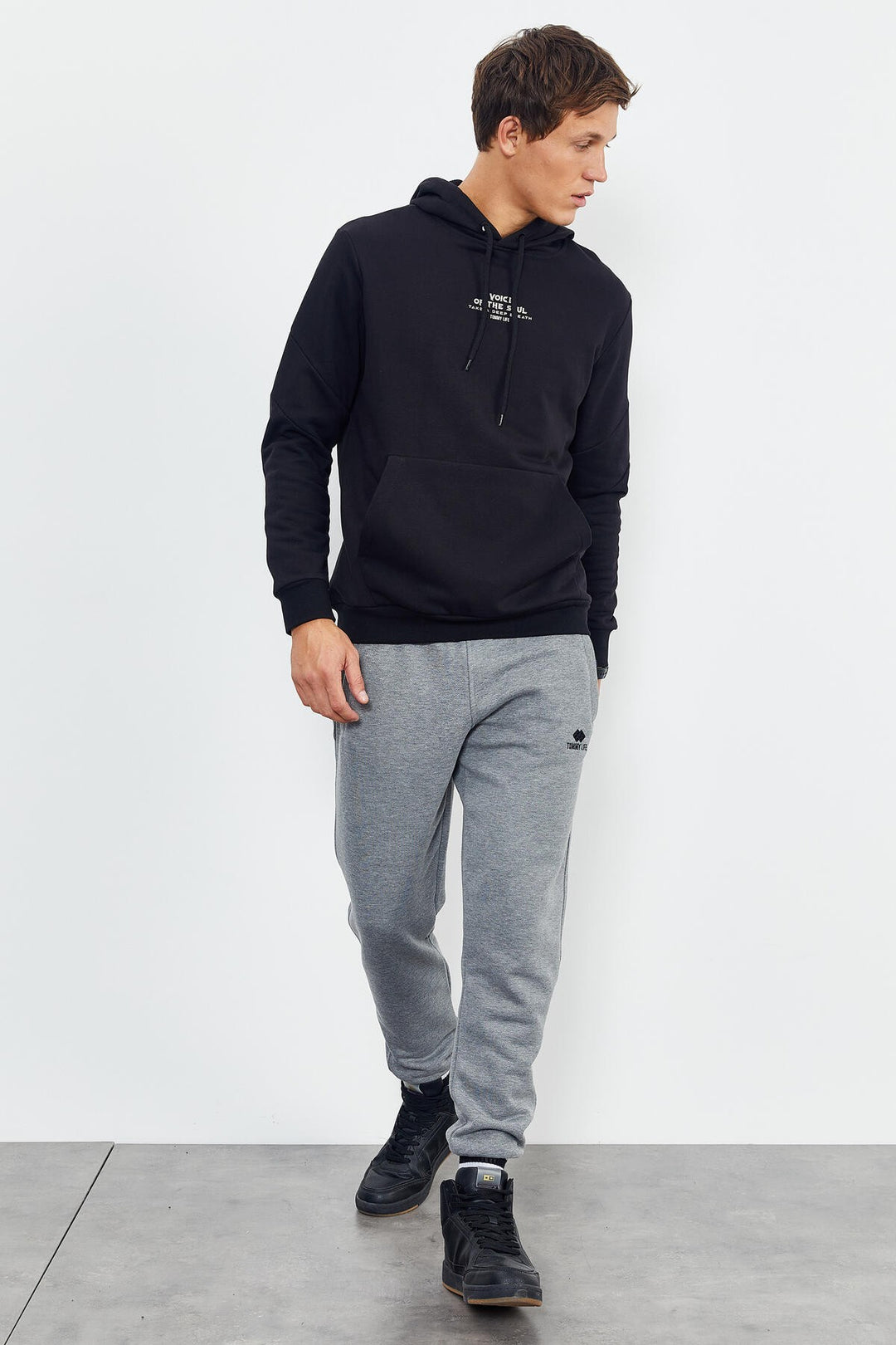 TMY Black Dry Skull Back Printed Hooded Comfort Fit Men's Sweatshirt - 88008 - Tamarac