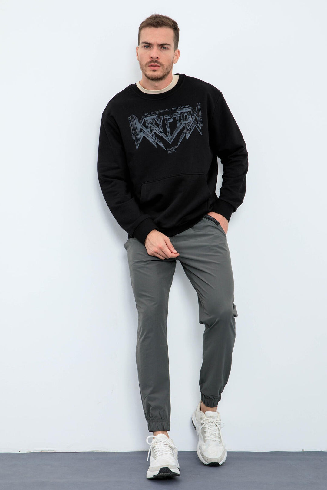 TMY Black Men's Printed Summer Comfort Fit Sweatshirt - 88037 - College Station