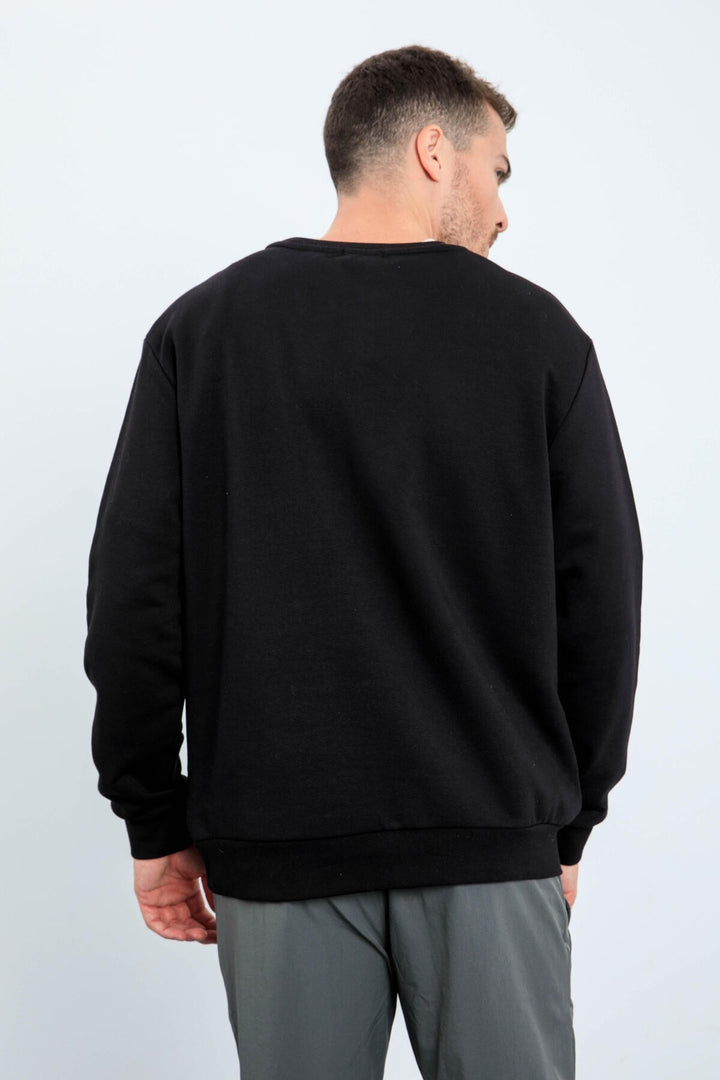 TMY Black Men's Printed Summer Comfort Fit Sweatshirt - 88037 - College Station