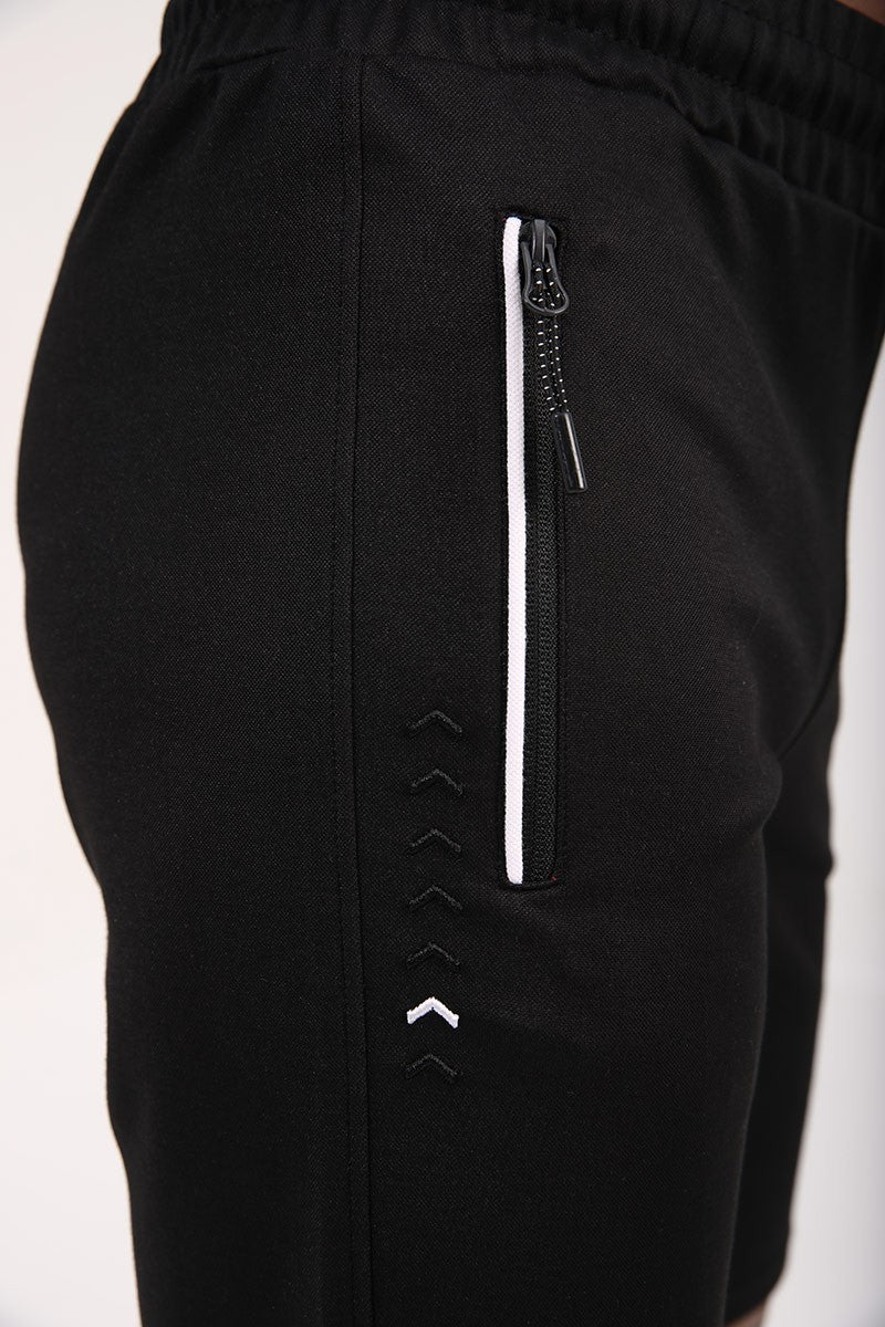 TMY Black Zip Pocket Embroidered Detail Regular Fit Men's Shorts - 81204 - Kingston upon Thames