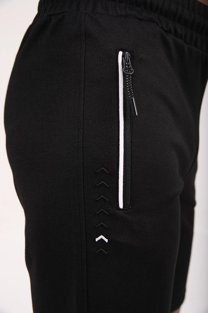 TMY Black Zip Pocket Embroidered Detail Regular Fit Men's Shorts - 81204 - Kingston upon Thames