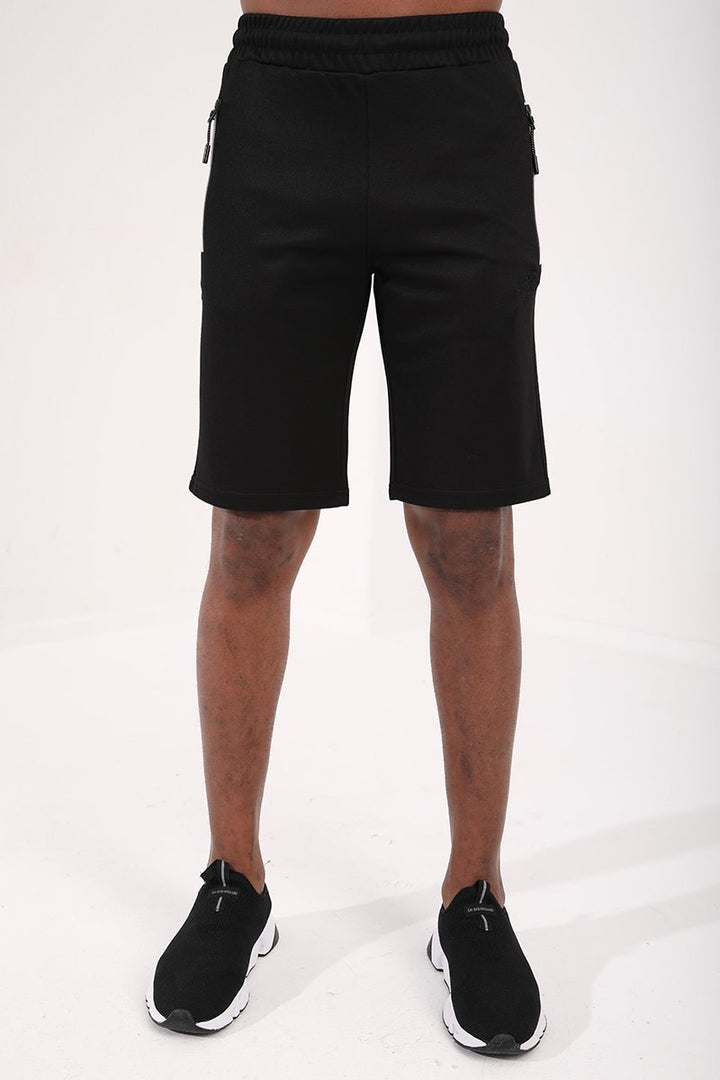 TMY Black Zip Pocket Embroidered Detail Regular Fit Men's Shorts - 81204 - Kingston upon Thames