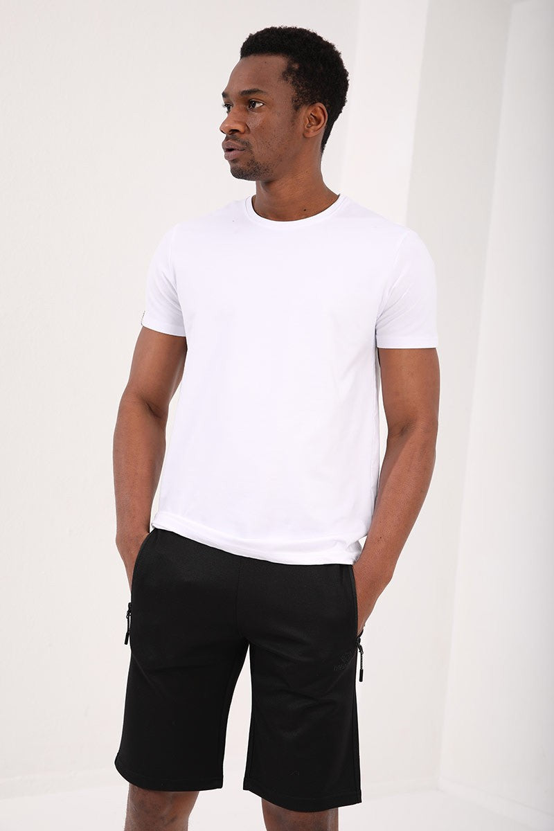 TMY Black Zip Pocket Embroidered Detail Regular Fit Men's Shorts - 81204 - Kingston upon Thames
