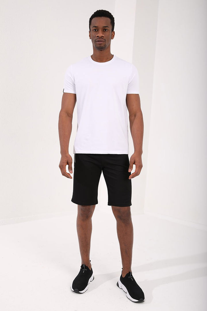 TMY Black Zip Pocket Embroidered Detail Regular Fit Men's Shorts - 81204 - Kingston upon Thames