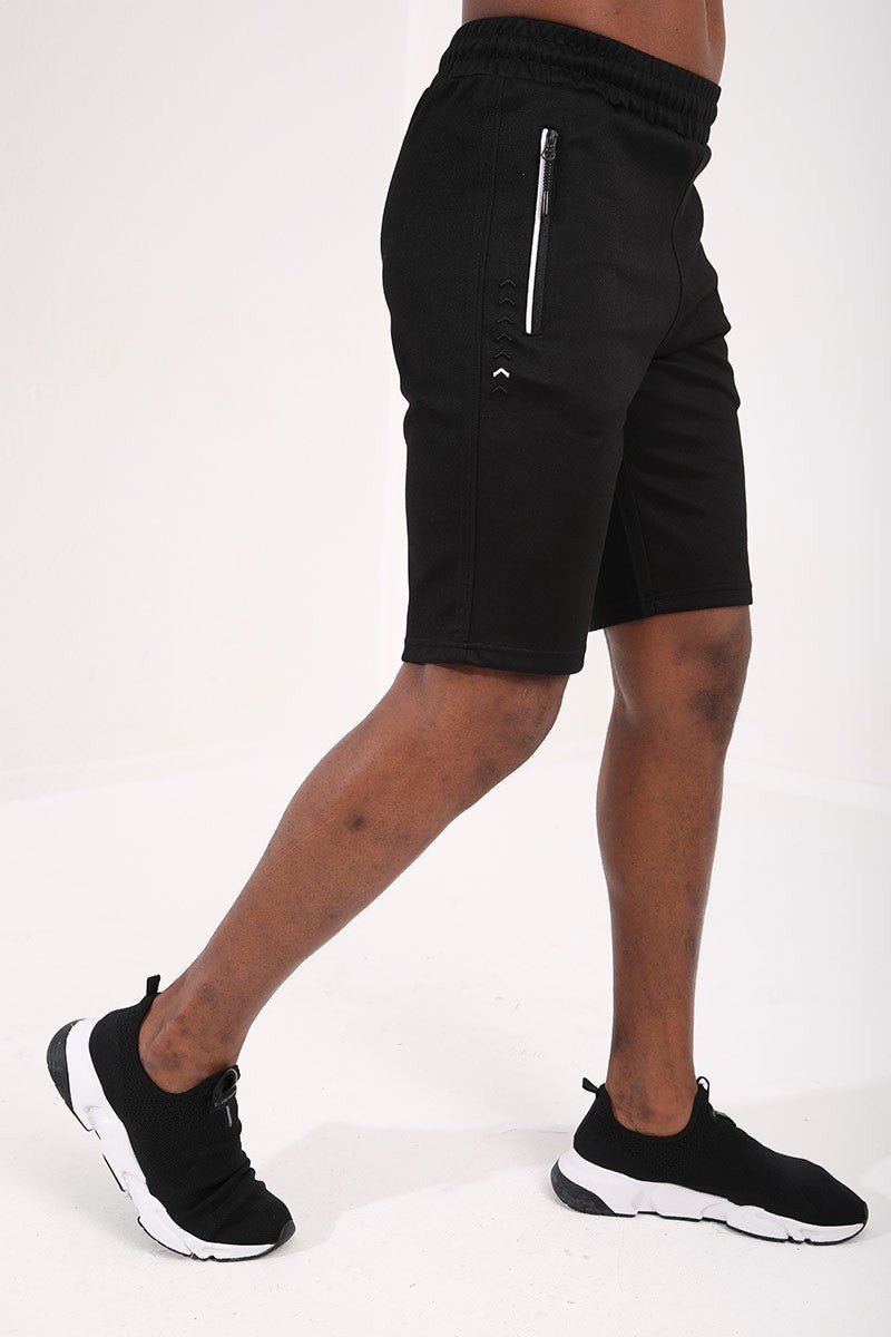 TMY Black Zip Pocket Embroidered Detail Regular Fit Men's Shorts - 81204 - Kingston upon Thames