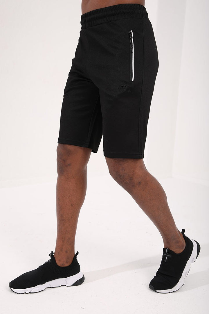 TMY Black Zip Pocket Embroidered Detail Regular Fit Men's Shorts - 81204 - Kingston upon Thames