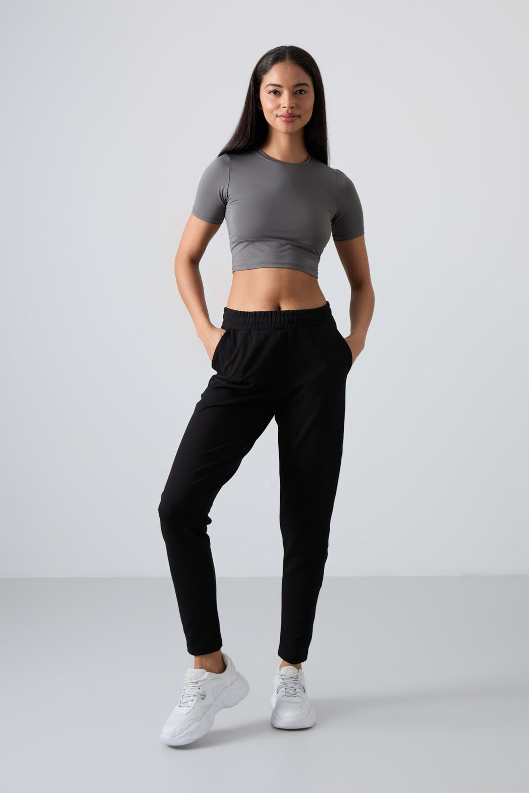 بنطال رياضي TMY أسود بسحاب وجيب مريح للنساء - 94246 - Dronten