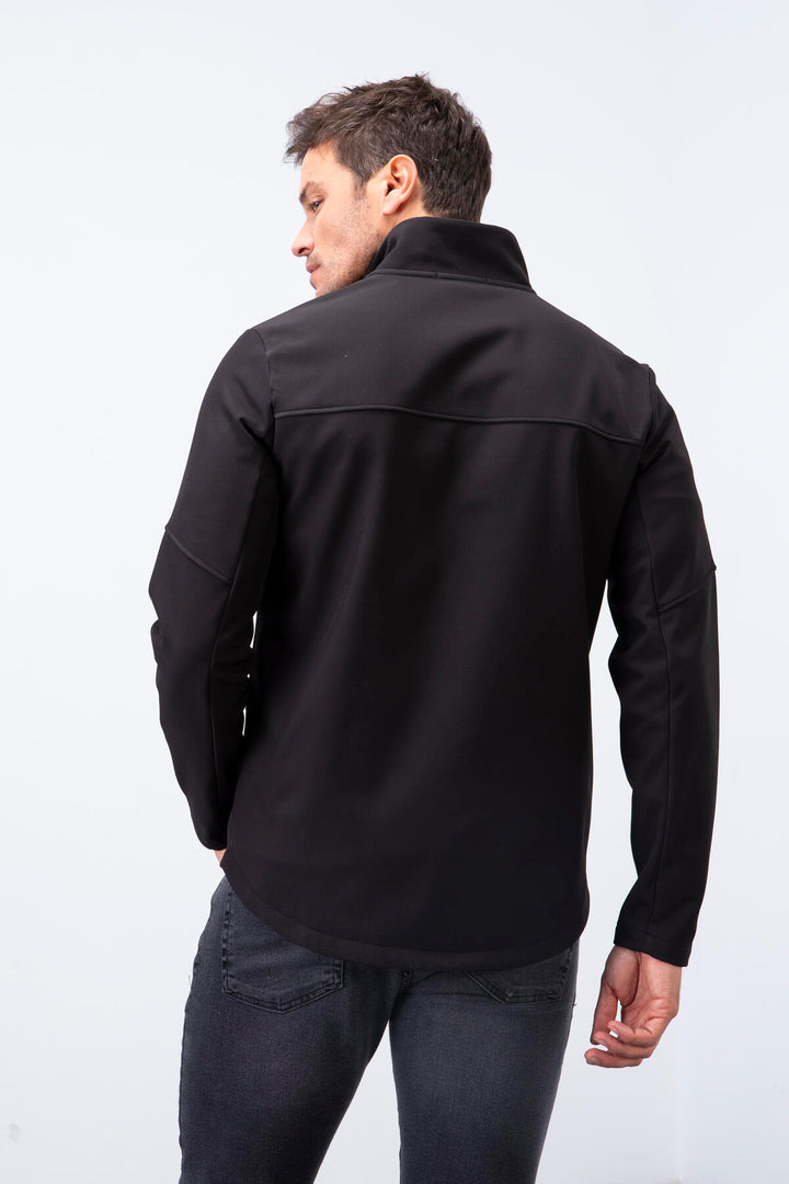 TMY Black Zippered High Neck Water and Wind Resistant Softshell Men's Jacket - 88050 - Edmonton