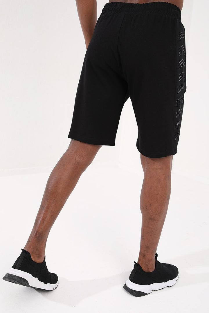 TMY Black Denim Shorts with Detailed Zipper Pockets and Drawstring, Standard Fit - 81186 - Schio
