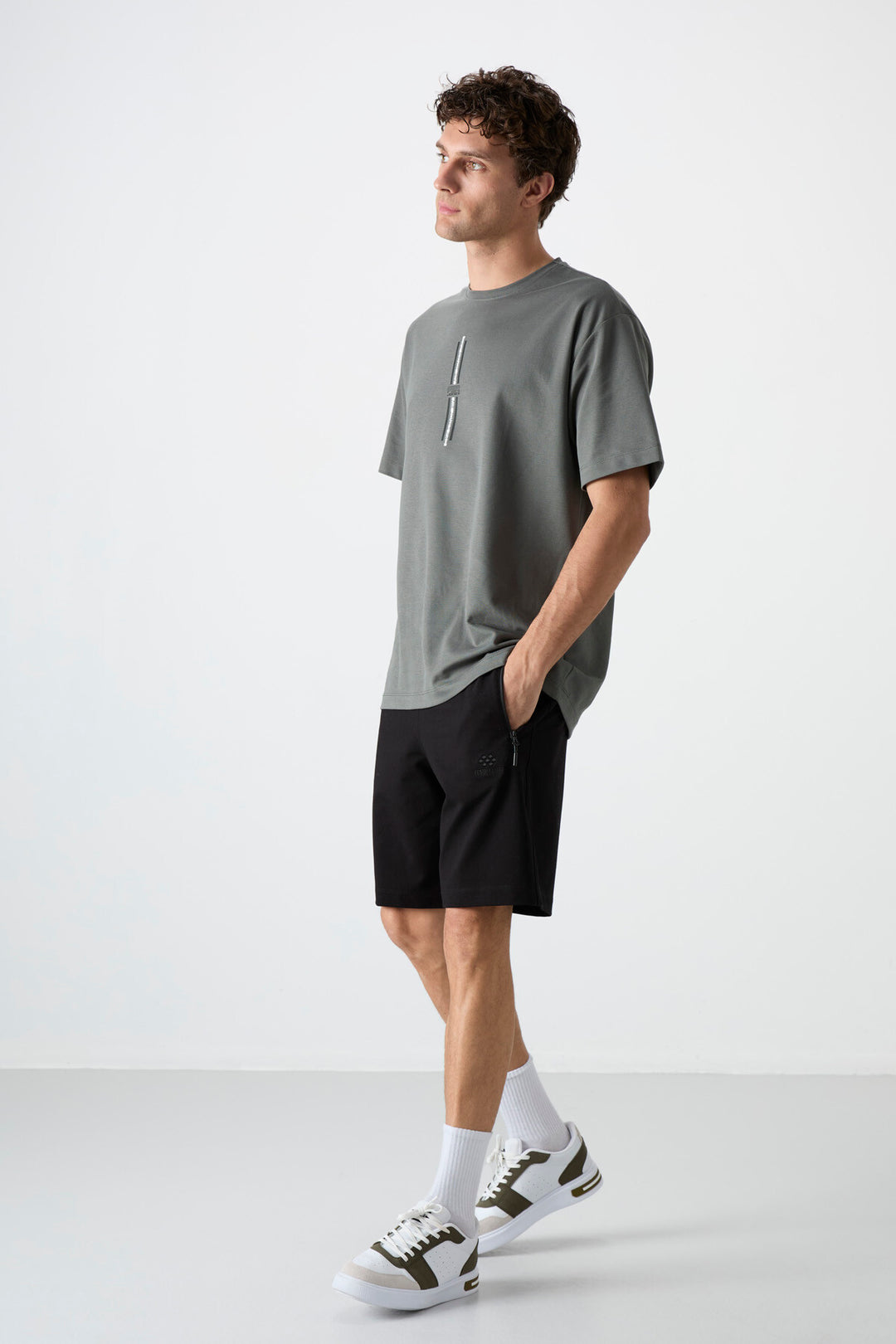 TMY Black Hidden Zipper Back Pocket Lace-Up Regular Fit Men's Shorts - 81136 - Washington