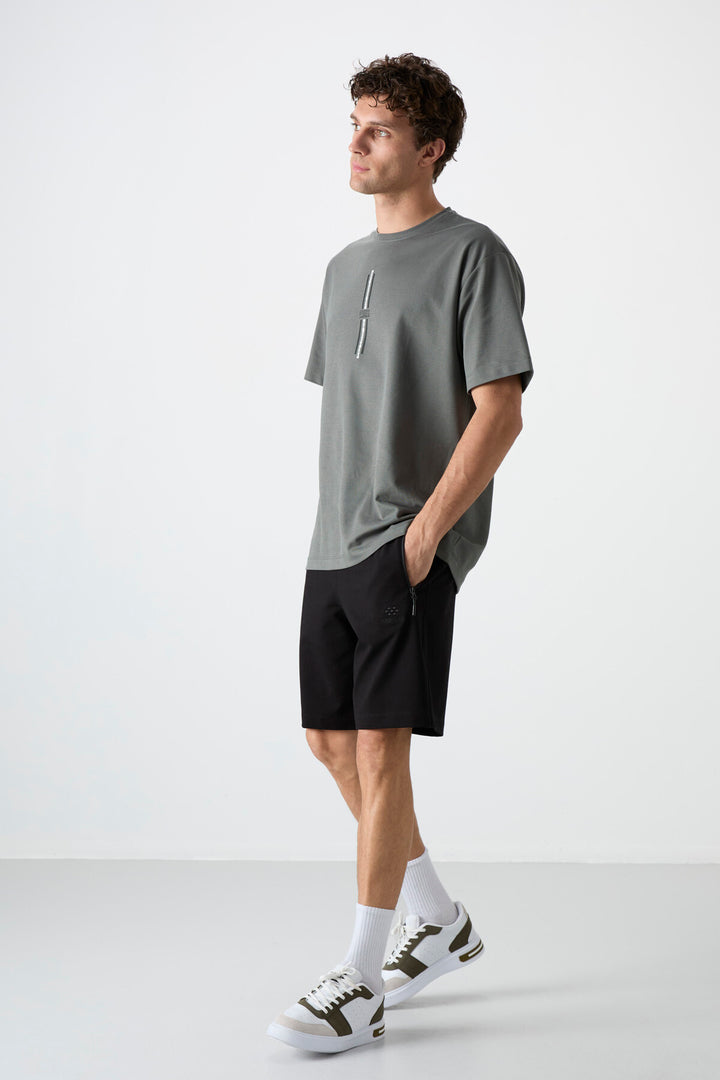 TMY Black Hidden Zipper Back Pocket Lace-Up Regular Fit Men's Shorts - 81136 - Washington