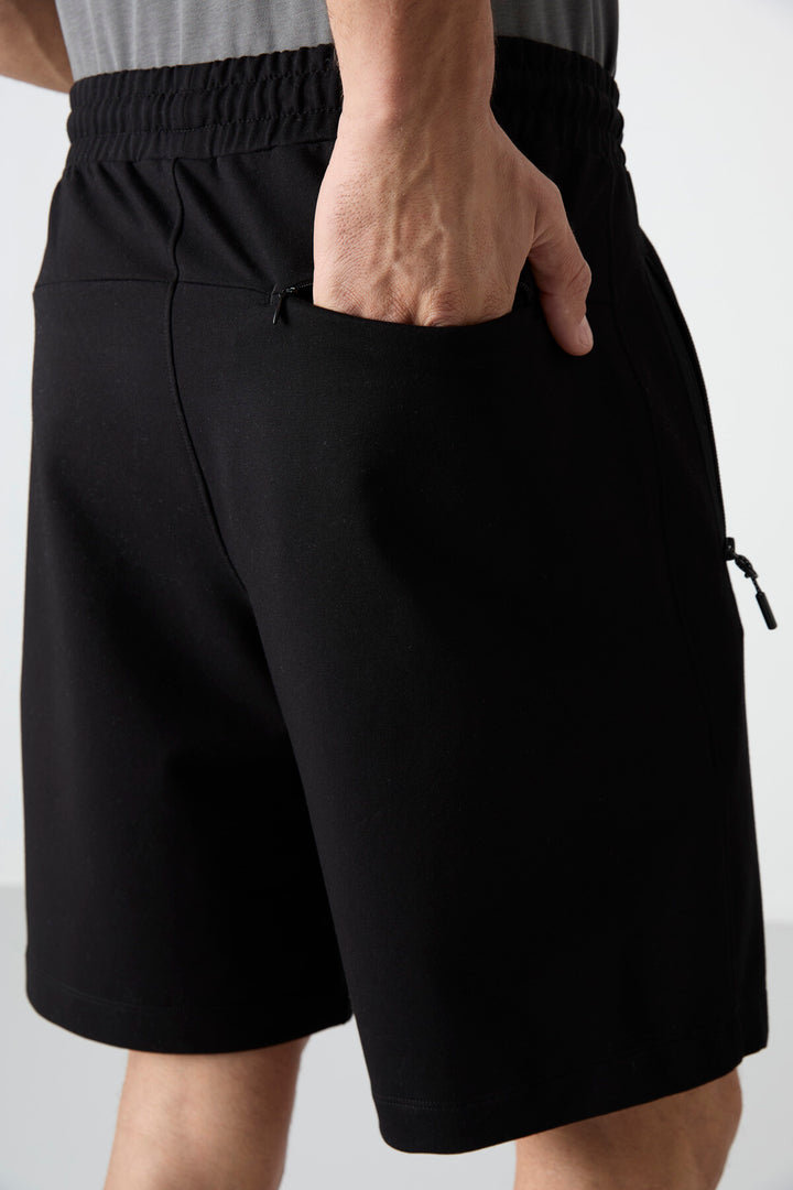 TMY Black Hidden Zipper Back Pocket Lace-Up Regular Fit Men's Shorts - 81136 - Washington
