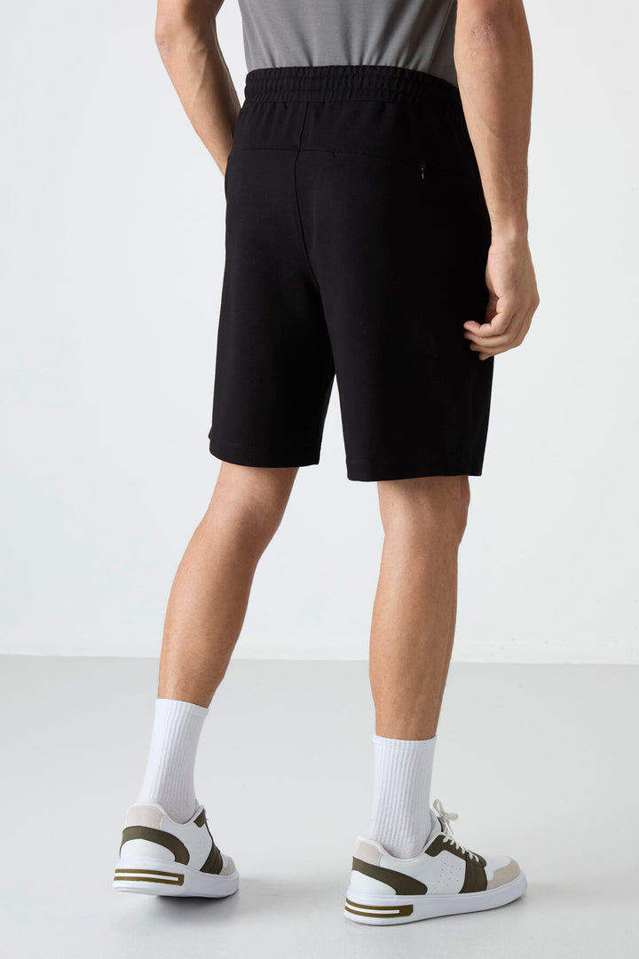 TMY Black Hidden Zipper Back Pocket Lace-Up Regular Fit Men's Shorts - 81136 - Washington