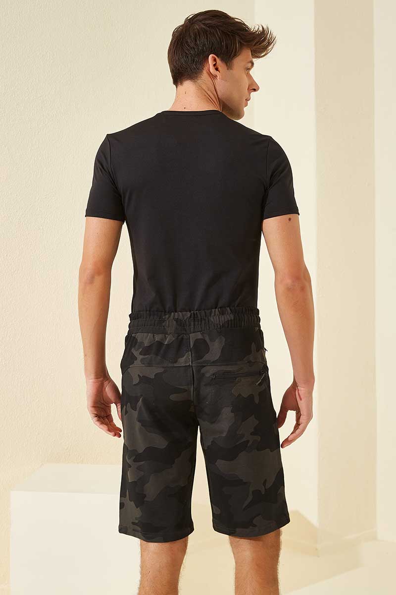 TMY Black Shadow Camouflage Patterned Standard Mold Men's Shorts - 81157 - Portsmouth